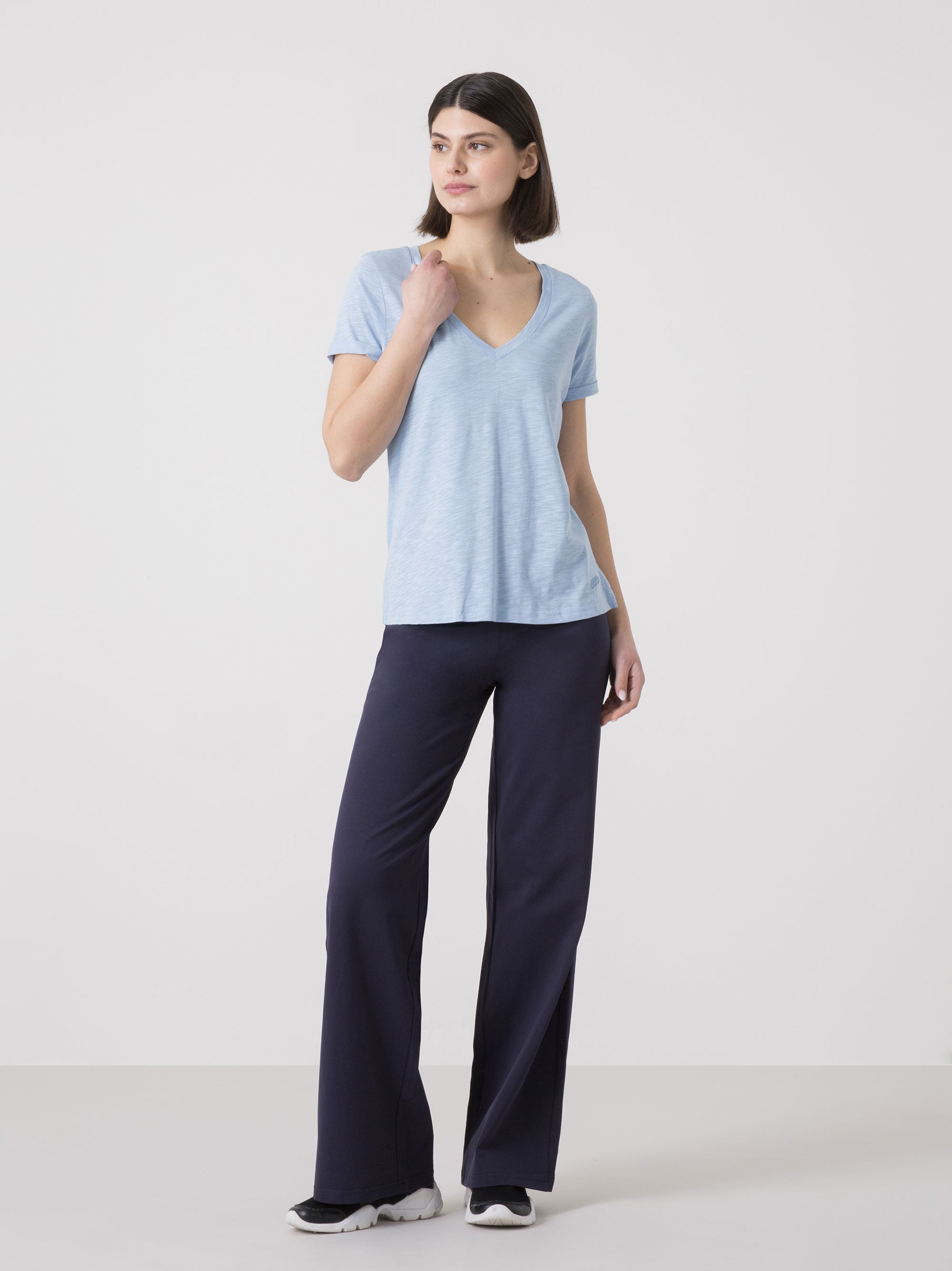 T-SHIRT DONNA DIMENSIONE DANZA IN SLUB JERSEY CON SCOLLO A V