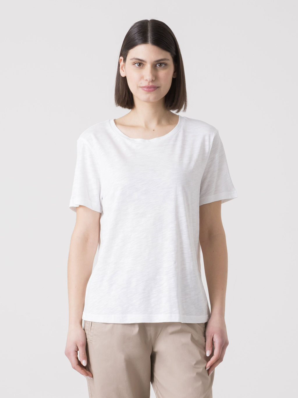 CAMISETA DE MUJER DIMENSIONE DANZA EN SLUB JERSEY REGULAR FIT CON CUELLO REDONDO