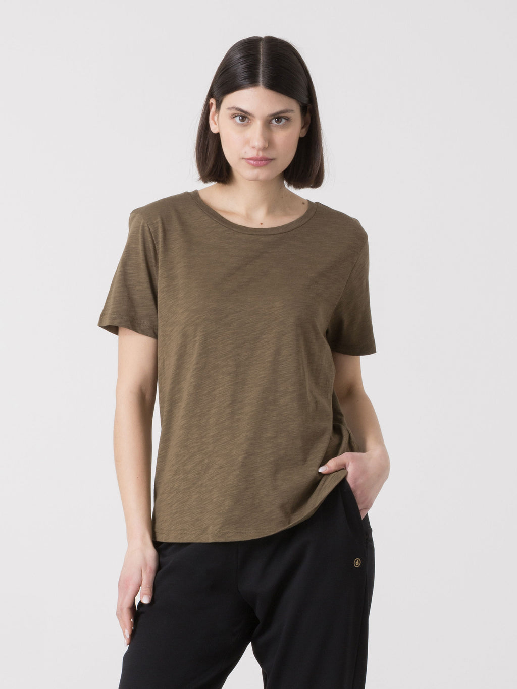 CAMISETA DE MUJER DIMENSIONE DANZA EN SLUB JERSEY REGULAR FIT CON CUELLO REDONDO