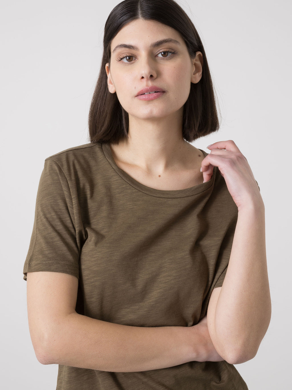 CAMISETA DE MUJER DIMENSIONE DANZA EN SLUB JERSEY REGULAR FIT CON CUELLO REDONDO