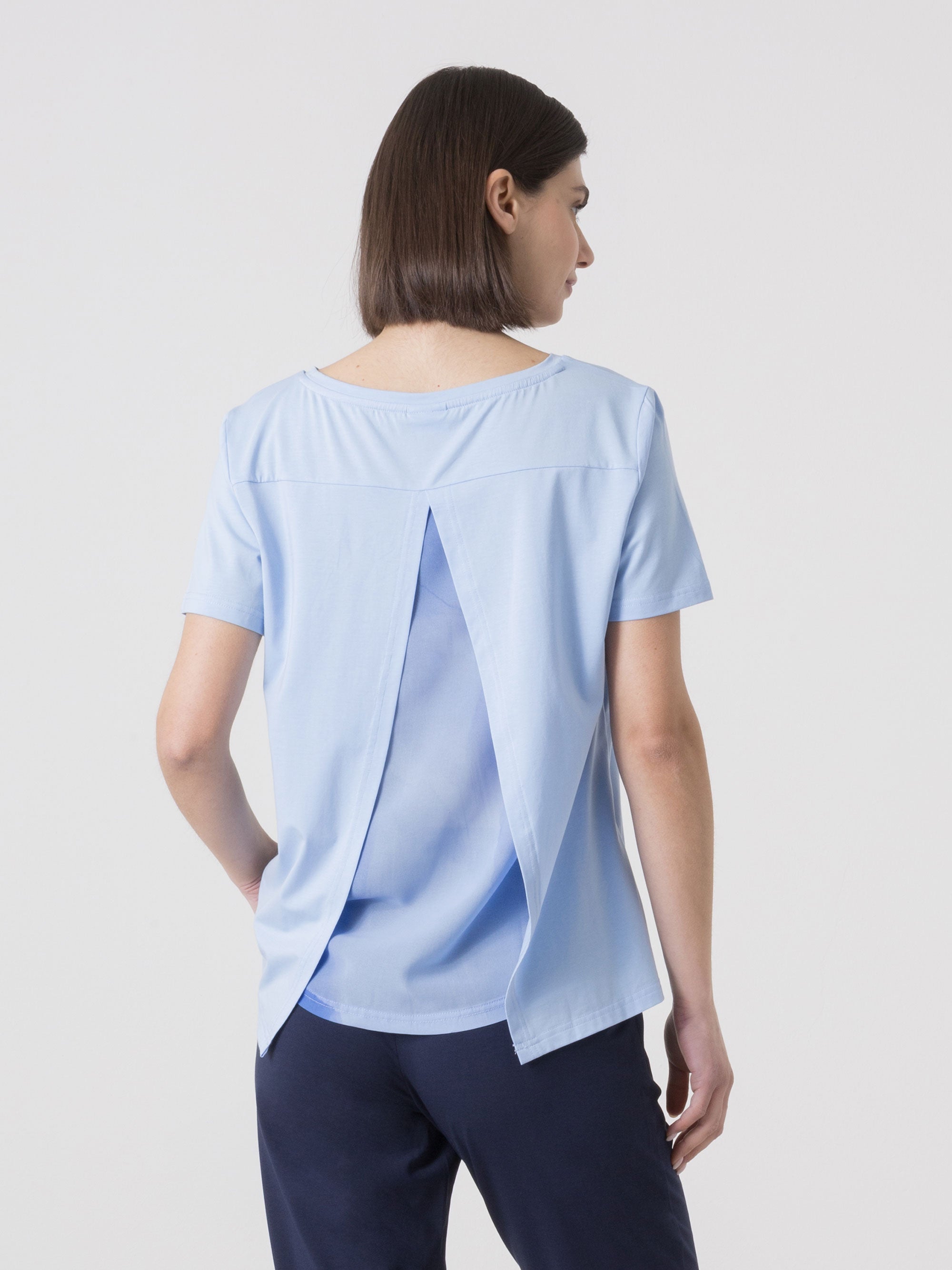 DAME-T-SHIRT FRA DIMENSIONE DANZA I STRETCH MODAL JERSEY MED BAGINDSATS I GEORGETTE