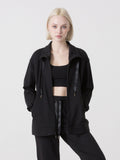 SWEATSHIRT DE MULHER FULL ZIP EM MODAL DIMENSIONE DANZA OVERSIZED COM GOLA ALTA E DETALHE ACETINADO