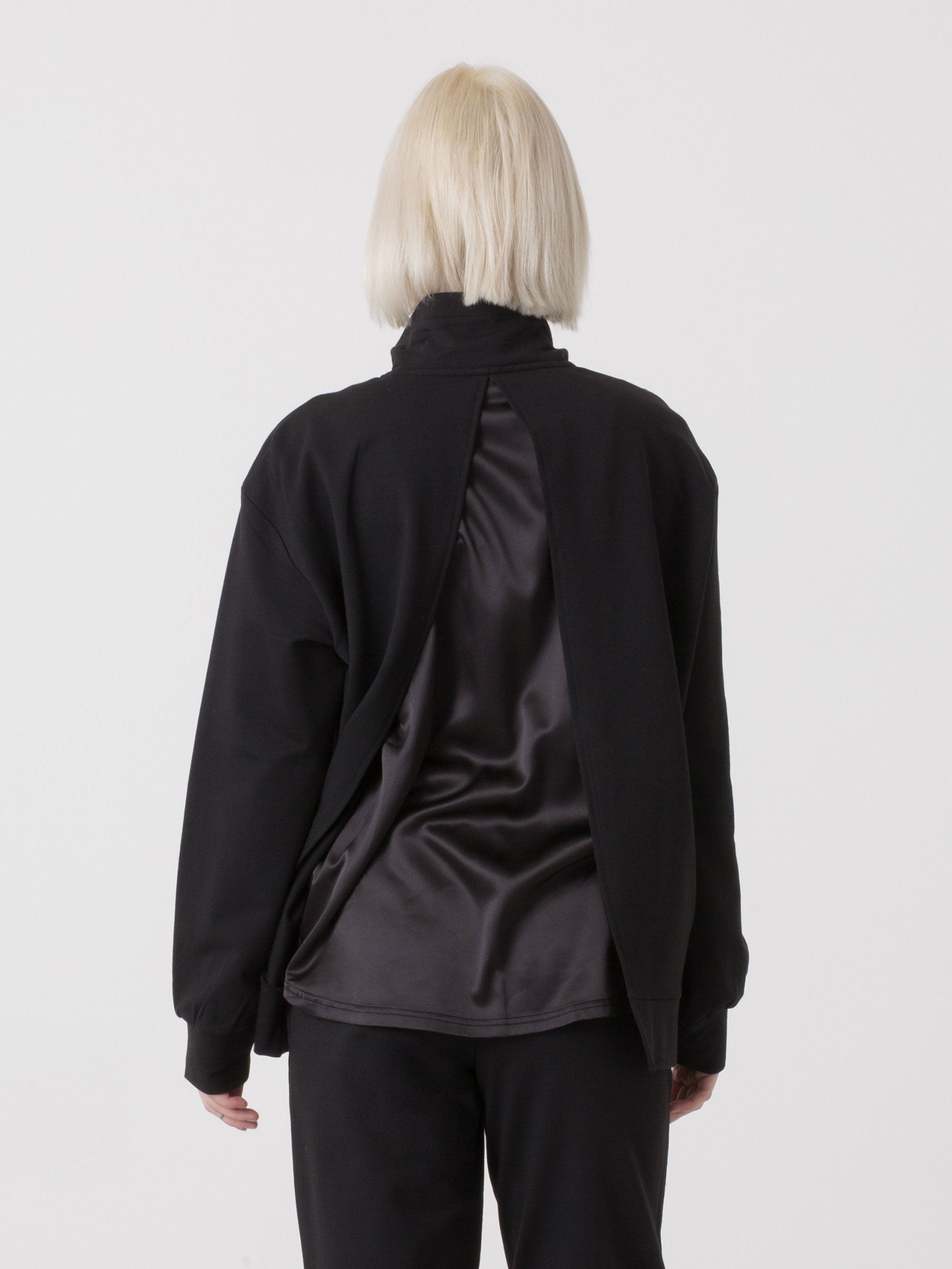 DÁMSKÁ MIKINA FULL ZIP Z MODALU DIMENSIONE DANZA OVERSIZE S VYSOKÝM LÍMCEM A SATÉNOVÝM DETAIL