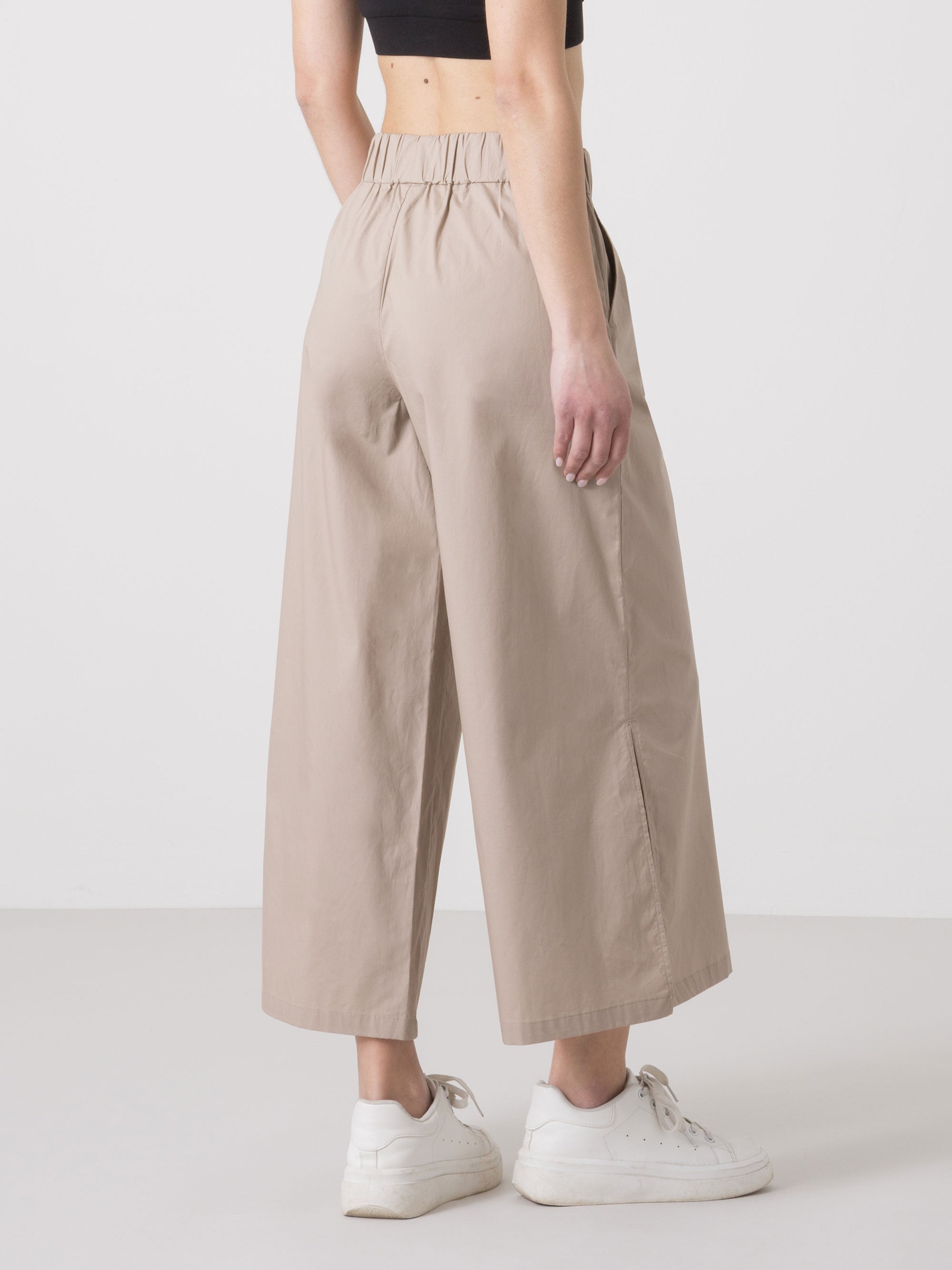 DÁMSKÉ ŠIROKÉ KALHOTY DIMENSIONE DANZA Z POPELÍNU S BOČNÍMI ROZPARKY