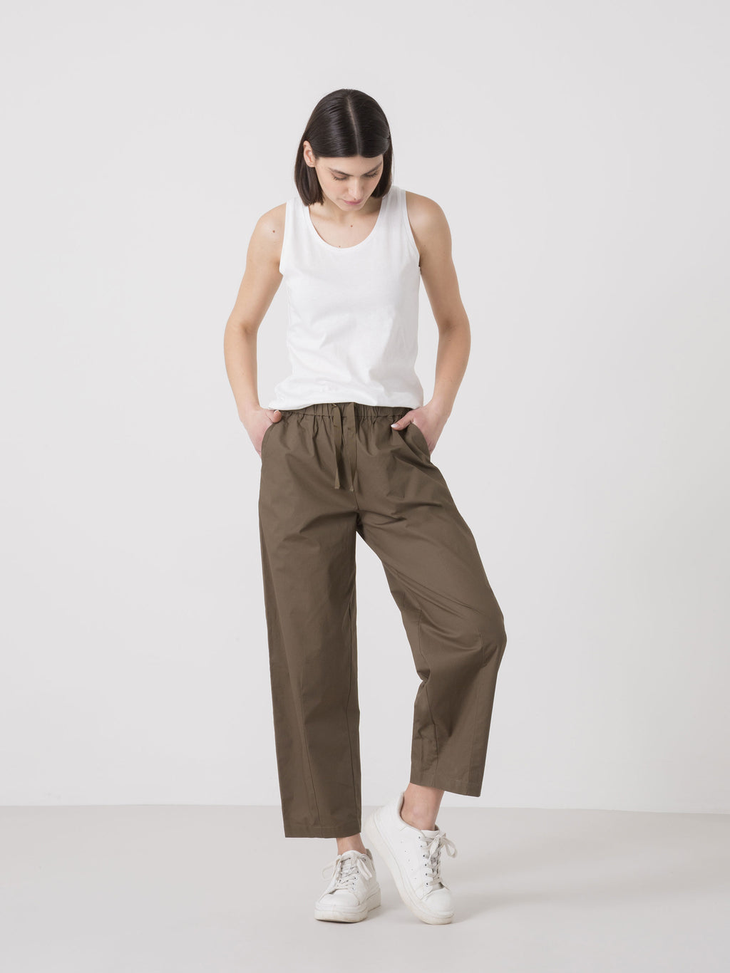 DIMENSIONE DANZA PANTALONE DONNA IN POPELINE MODELLO BARREL CON COULISSE