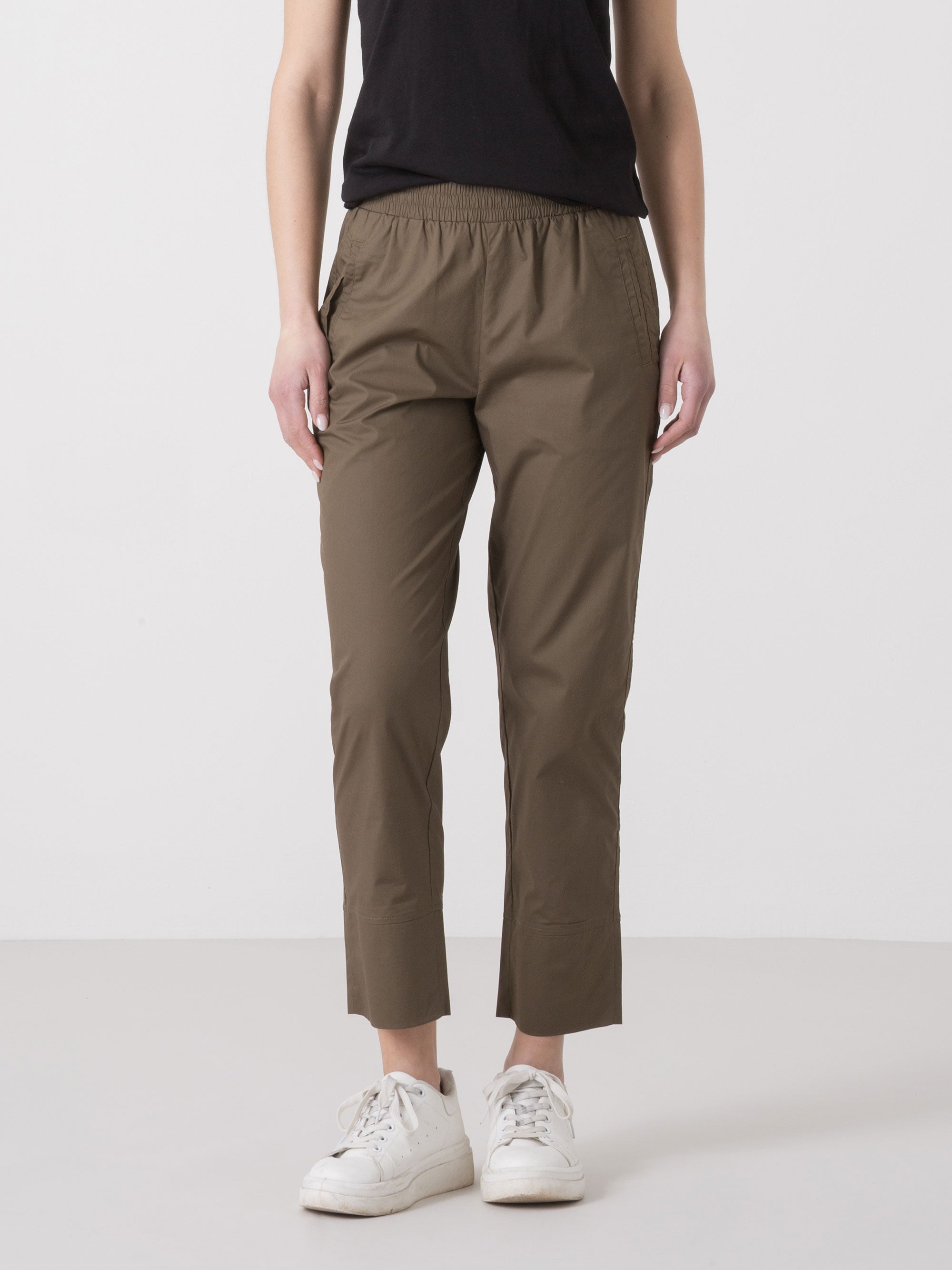 DÁMSKÉ POPELÍNOVÉ KALHOTY DIMENSIONE DANZA S ELASTICKÝM PASEM A KAPSY