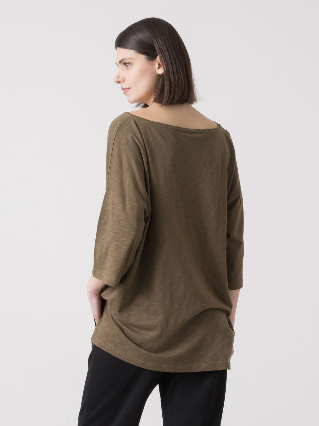 DIMENSIONE DANZA NAISTEN SLUB JERSEY -T-PAITA ASYMMETRISELLÄ LINJALLA