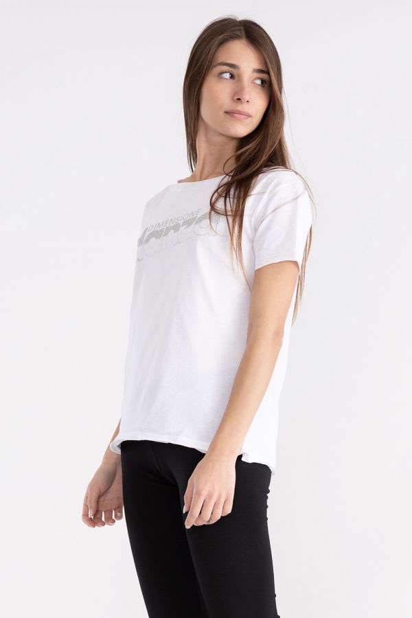 T-shirt da donna in jersey con maxi logo