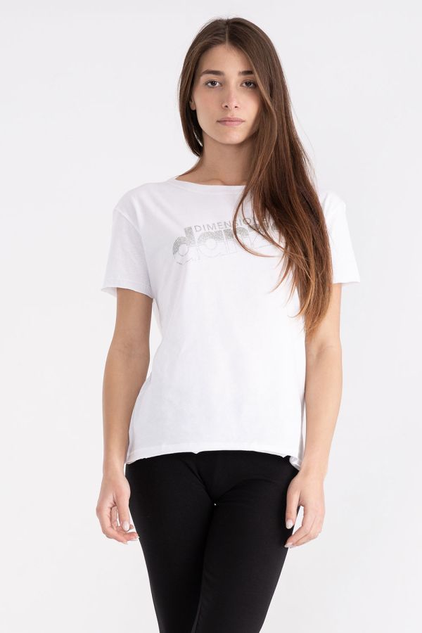 T-shirt da donna in jersey con maxi logo