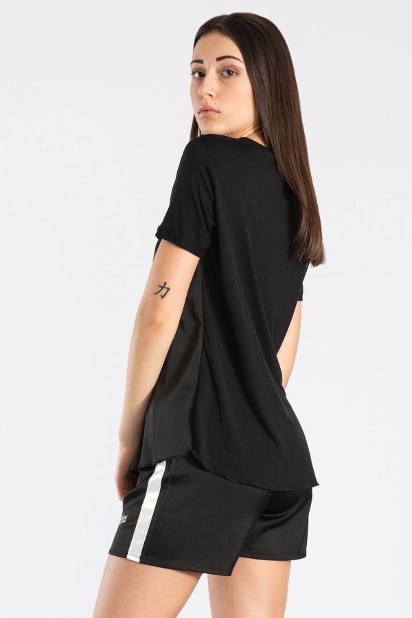 T-shirt in raso e jersey modal