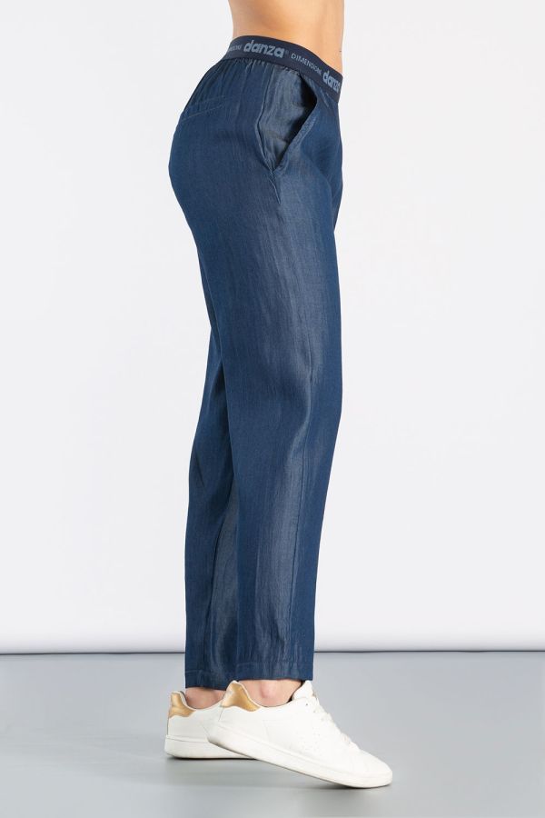 Pantalone in chambray con elastico logato